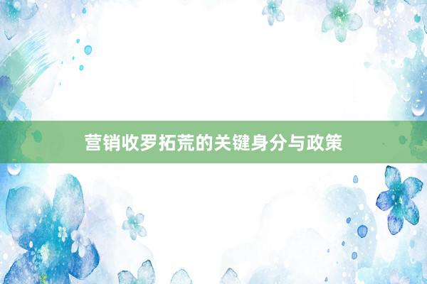 营销收罗拓荒的关键身分与政策